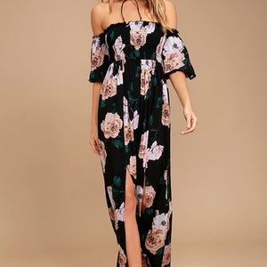 Lulus Primrose Black Off Shoulder Dress